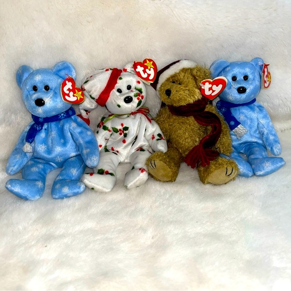 TY Beanie Baby Babies Bears w/Tags Holiday Christmas Lot Of 4 - Picture 1 of 9